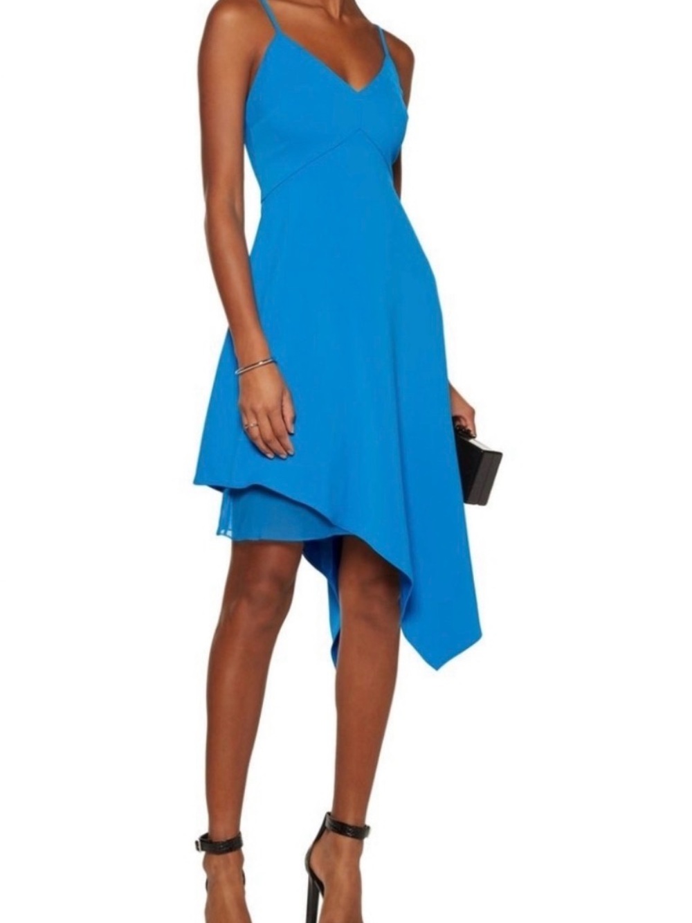 Alice + Olivia Bright Blue Asymmetrical Hem Spaghetti Strap Dress